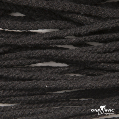 Шнур плетеный d-6 мм круглый, 70% хлопок 30% полиэстер, уп.90+/-1 м, цв.1078-черный - купить в Нижнекамске. Цена: 588 руб.