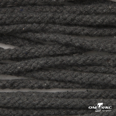 Шнур плетеный d-6 мм круглый, 70% хлопок 30% полиэстер, уп.90+/-1 м, цв.1088-т.серый - купить в Нижнекамске. Цена: 588 руб.