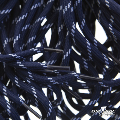 Шнурки #107-19, круглые 130 см, двухцветные цв.тём.синий/белый - купить в Нижнекамске. Цена: 22.14 руб.