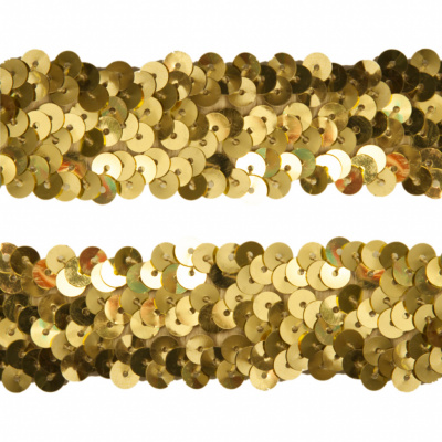 Тесьма с пайетками D16, шир. 30 мм/уп. 25+/-1 м, цвет золото - купить в Нижнекамске. Цена: 1 087.39 руб.