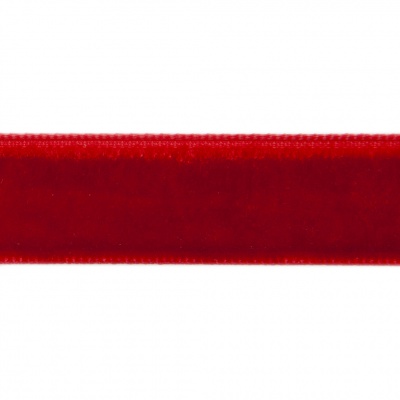 Лента бархатная нейлон, шир.12 мм, (упак. 45,7м), цв.45-красный - купить в Нижнекамске. Цена: 392 руб.