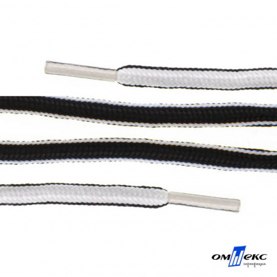 Шнурки #4-27, круглые 130 см, двухцветные (черно/белый) - купить в Нижнекамске. Цена: 47.04 руб.