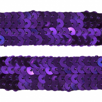 Тесьма с пайетками 12, шир. 20 мм/уп. 25+/-1 м, цвет фиолет - купить в Нижнекамске. Цена: 778.19 руб.