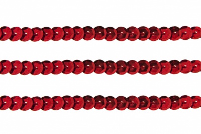 Пайетки "ОмТекс" на нитях, SILVER-BASE, 6 мм С / упак.73+/-1м, цв. 3 - красный - купить в Нижнекамске. Цена: 468.37 руб.