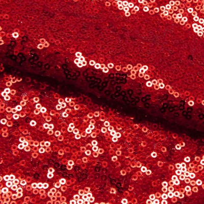 Сетка с пайетками №8, 188 гр/м2, шир.140см, цвет красный - купить в Нижнекамске. Цена 433.60 руб.