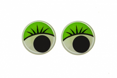 Глазки для игрушек, круглые, с бегающими зрачками, 15 мм/упак.50+/-2 шт, цв. -зеленый - купить в Нижнекамске. Цена: 113.01 руб.