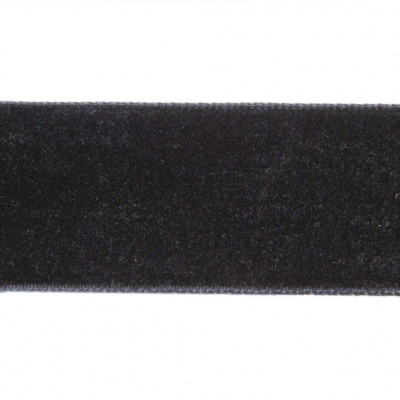 Лента бархатная нейлон, шир.25 мм, (упак. 45,7м), цв.03-черный - купить в Нижнекамске. Цена: 800.84 руб.
