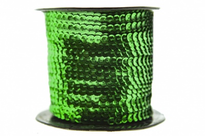 Пайетки "ОмТекс" на нитях, SILVER-BASE, 6 мм С / упак.73+/-1м, цв. 4 - зеленый - купить в Нижнекамске. Цена: 484.77 руб.