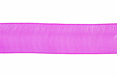 Лента органза 1015, шир. 10 мм/уп. 22,8+/-0,5 м, цвет ярк.розовый - купить в Нижнекамске. Цена: 38.39 руб.