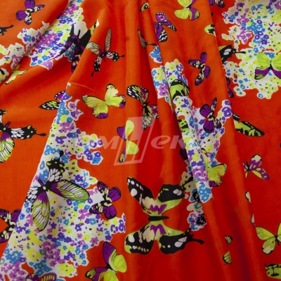 Плательная ткань "Софи" 7.1, 75 гр/м2, шир.150 см, принт бабочки - купить в Нижнекамске. Цена 241.49 руб.