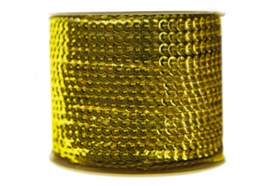 Пайетки "ОмТекс" на нитях, SILVER-BASE, 6 мм С / упак.73+/-1м, цв. 7 - св.золото - купить в Нижнекамске. Цена: 468.37 руб.