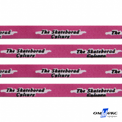 Тесьма отделочная (киперная) 10 мм, 100% хлопок,"THE SKATEBOARD CULIURE"(45 м) цв.121-26 -яр.розовый - купить в Нижнекамске. Цена: 850.62 руб.