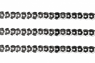 Пайетки "ОмТекс" на нитях, SILVER-BASE, 6 мм С / упак.73+/-1м, цв. 1 - серебро - купить в Нижнекамске. Цена: 468.37 руб.