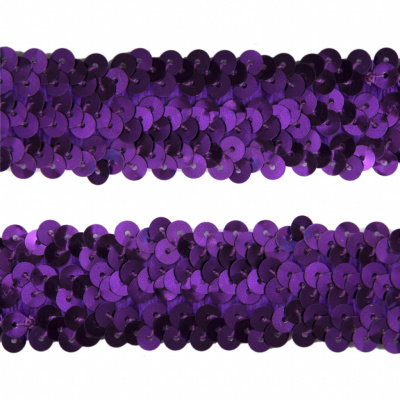 Тесьма с пайетками 12, шир. 30 мм/уп. 25+/-1 м, цвет фиолет - купить в Нижнекамске. Цена: 1 098.48 руб.