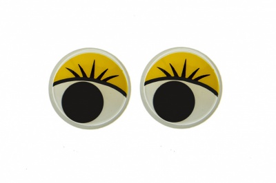 Глазки для игрушек, круглые, с бегающими зрачками, 15 мм/упак.50+/-2 шт, цв. -желтый - купить в Нижнекамске. Цена: 113.01 руб.