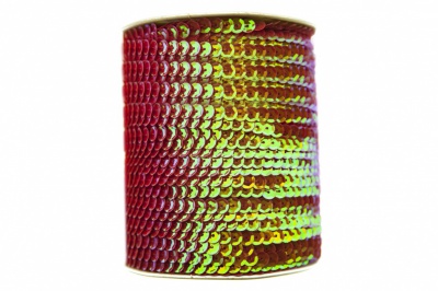 Пайетки "ОмТекс" на нитях, CREAM, 6 мм С / упак.73+/-1м, цв. 96 - красный - купить в Нижнекамске. Цена: 484.77 руб.
