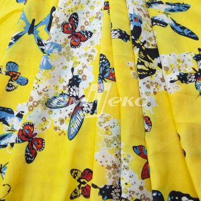 Плательная ткань "Софи" 7.2, 75 гр/м2, шир.150 см, принт бабочки - купить в Нижнекамске. Цена 243.96 руб.
